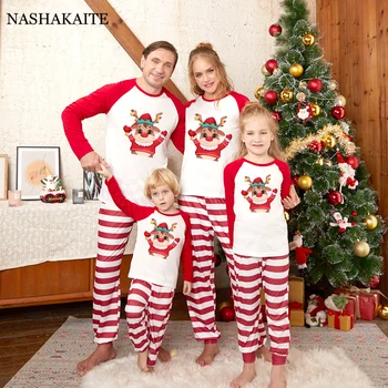Рождественские семейные пижамы, одежда для мамы, папы, детей с принтом оленя, детские комбинезоны, одинаковая семейная одежда для мамы и дочки