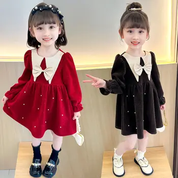 Весенне-Осенние платья для девочек 2023 года, Новая Модная Красная юбка из Интернета, Детская Модная Юбка Принцессы