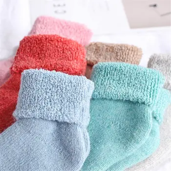 0 ~ 8 лет Мягкие детские чулки ярких цветов, толстые теплые детские шерстяные носки, зимние носки для пола
