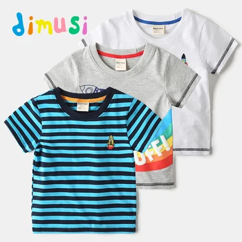 DIMUSI футболка для мальчиков, футболка с коротким рукавом, 100% хлопковая футболка для девочек, футболка с короткими рукавами, повседневная футболка с мультяшным принтом для мальчиков, BC217