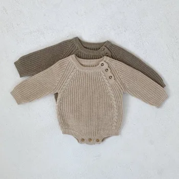Детский весенне-осенний новый Корейский простой вязаный комбинезон, детский свободный пуловер с длинным рукавом, треугольный комбинезон