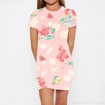 Лето 2023, модное облегающее платье принцессы Диснея Элли для девочек, милое платье принцессы для девочек