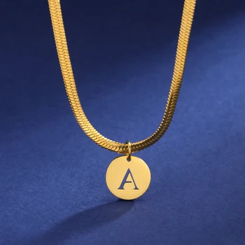 Круглое ожерелье с подвеской в виде начальной буквы Cazador для женщин, алфавит, ювелирные изделия в виде змеи из нержавеющей стали, подарок матери на день рождения