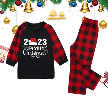 Рождественские пижамы для семьи, удобные Эластичные пижамы в черно-красную клетку, семейные пижамы в тон для праздничных вечеринок, повседневная одежда