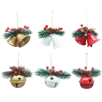 Рождественские украшения Jingle Bells красного, белого и зеленого цветов, подвески в виде рождественских елочных колокольчиков для свадьбы, шитья, ювелирных изделий, дверей