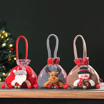 Пакеты для рождественских яблок из 3 частей, как показано на рисунке, тканевые 3D-пакеты для рождественских подарков, многоразовые подарочные пакеты для кукол