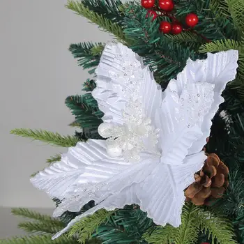 Долговечный Рождественский цветок, праздничный цветок, праздничные украшения из искусственных цветов для украшения Рождественской елки, долговечные