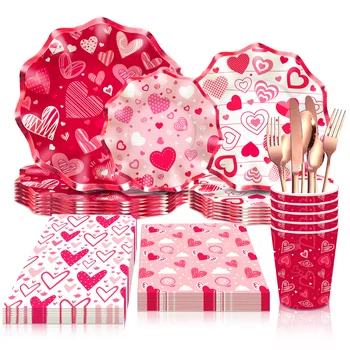 Предложение руки и сердца на День Святого Валентина, Одноразовые наборы посуды, Тарелки, чашки, Салфетки, полотенца, Посуда, украшения на День рождения