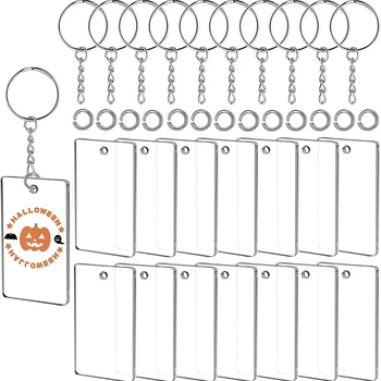 Набор из 90 шт. акриловых заготовок для ключей, включая прямоугольные акриловые заготовки, кольца для ключей и перемычек для винила и поделок.