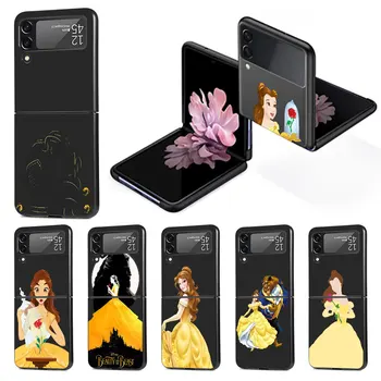 Милый чехол Disney Beauty And The Beast для Samsung Galaxy Z Flip 3 4 5G Flip4 Flip3 Черный Жесткий Чехол для ПК Zflip3 Zflip4 Phone Shell