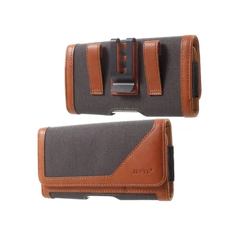 Чехол для ремня безопасности Alcatel 3L (2020) с металлическим зажимом Текстильно-кожаный горизонтальный-коричневый