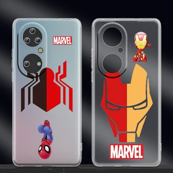 Marvel Человек-Паук Железный Человек Чехол Для Телефона Huawei P50 P40 P30 P20 Lite 5G Nova Plus 9 SE Pro 5T Y9S Y9 Prime Прозрачный