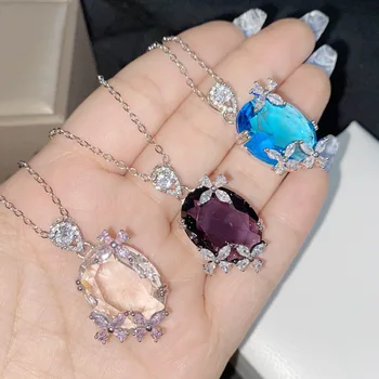 Изысканный набор ювелирных изделий для женщин, модное ожерелье из стерлингового серебра 925 пробы, кольцо-бабочка AAA CZ, Высококачественные ювелирные изделия, подарки для помолвки