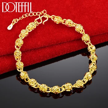 DOTEFFIL 24K Золотой Браслет-цепочка с краном для женщин, Мужчин, Свадеб, помолвок, вечеринок, модные украшения